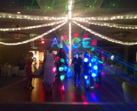 Color Laser Lighting spelling out dance